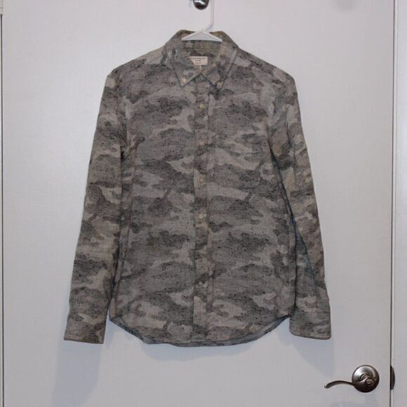 Club Monaco Gray Military Print Button Down Slim Fit Dress Shirts women Size XS - Picture 2 of 12